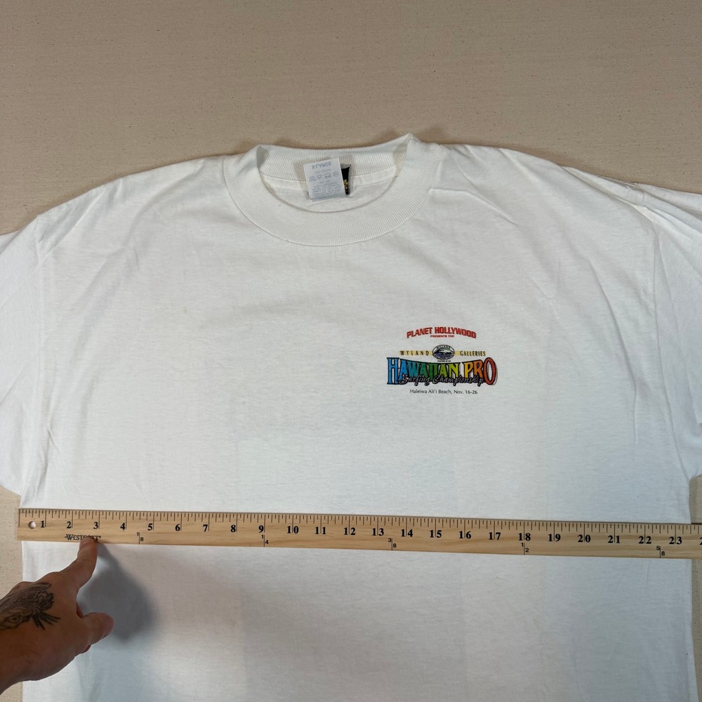 Vintage Planet Hollywood Hawaiian Pro Surfing Championship T-Shirt XL White USA - Picture 3 of 9